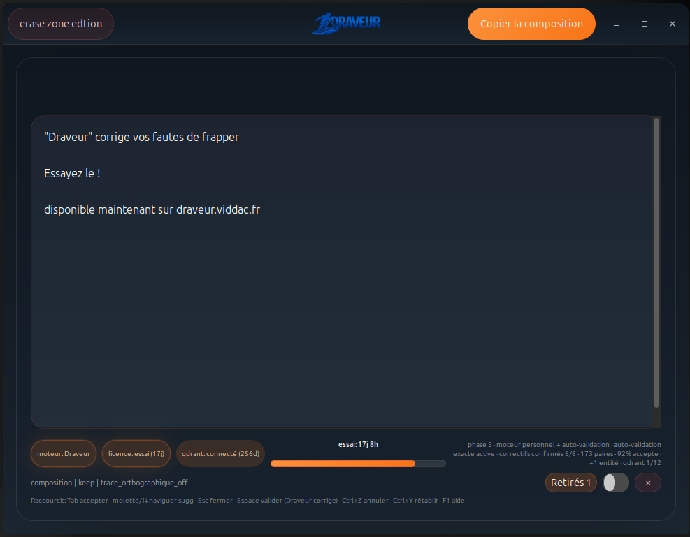 Second aperçu de l'application Draveur